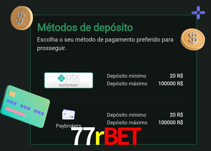 O cassino 77rbet oferece uma grande variedade de métodos de pagamento